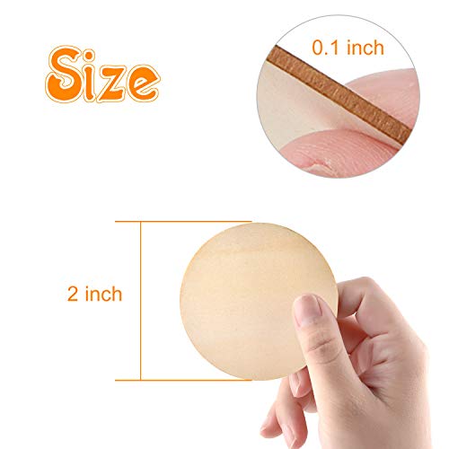 120 Pieces 2 Inch Unfinished Wooden Circles Blank Natural Round Wood Slices Wooden Cutout Tiles for DIY Crafts Home Decoration Painting Staining Coopay