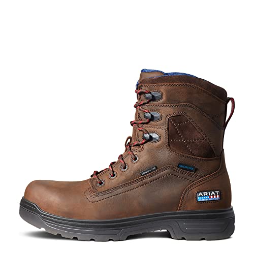 Ariat Mens Turbo 8" USA Assembled Waterproof Carbon Toe Work Boot Rich Brown 10 ARIAT
