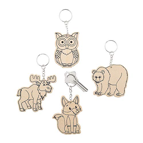 Color Your Own Forest Animals Wood Keychains - Crafts for Kids and Fun Home Activities Fun Express