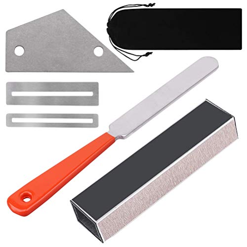 Vankcp 6Pcs Guitar Repair Tool Kit with Storage Bag, Including Guitar Fret Leveling Beam, Guitar Fret File, Fret Rocker, 2Pcs Fingerboard Guards for Vankcp