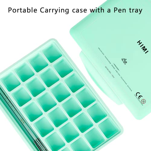 HIMI Gouache Paint Set, 24 Colors x 30ml/1oz with 3 Brushes & a Palette, Unique Jelly Cup Design, Non-Toxic, Guache for Canvas Watercolor Paper - ABEIER