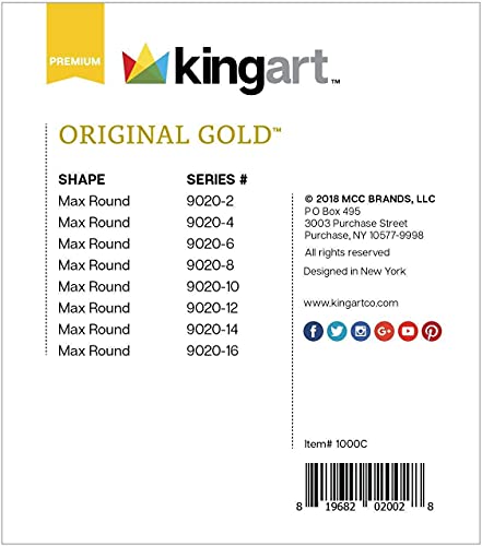 KINGART Premium Original Gold Series Handcrafted Golden Taklon Multimedia Artist Brushes, Gift Box, Set of 10, Black Gloss Handle, for Oil, Acrylic, KINGART