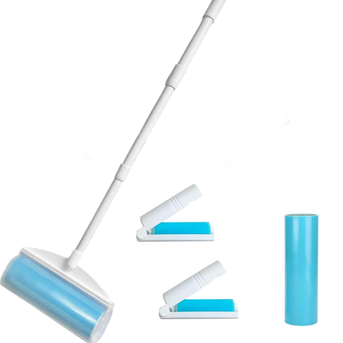 Washable Reusable Lint Roller, Large Lint Roller 8 inches Cat Dog Pet Hair Remover with 3 Extendable Handle, Gel Sticky Picker Set Cleaner for CALMTEE