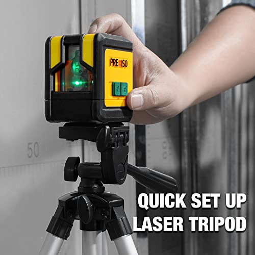 PREXISO Laser Level with Tripod, 100Ft Dual Modules Self Leveling Cross Line Laser Level, Green Line leveler Tool for Floor Tile, Home Renovation,