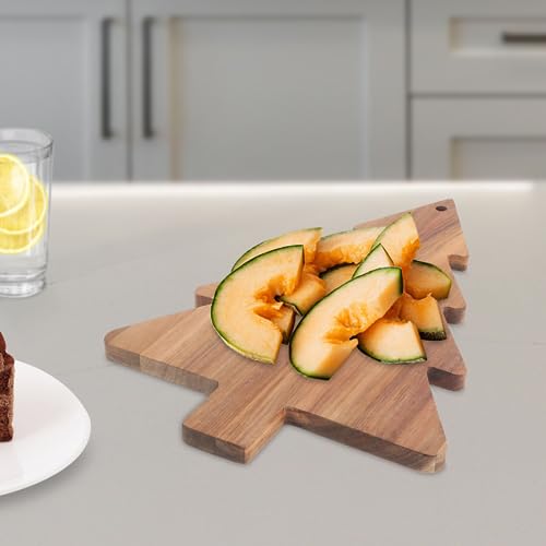 Amosfun Christmas Tree Charcuterie Board, Xmas Cutting Board Fruit Tray Holiday Cheese Board Wooden Appetizer Tray Sushi Serving Tray Dessert Candy Amosfun