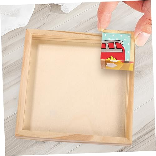 PRETYZOOM 6pcs Unfinished Wood Serving Tray Wood Trays for Crafts Square Serving Tray Puzzle Dishes for Wood Canvas Boards for Hexahedron Painting PRETYZOOM
