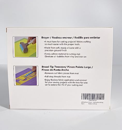 AOOIIN Rubber Brayer Roller & Mat Tweezers Remover Tool Set Craft Stamping Brayers for Cricut/Silhouette/Brother and Printmaking AOOIIN