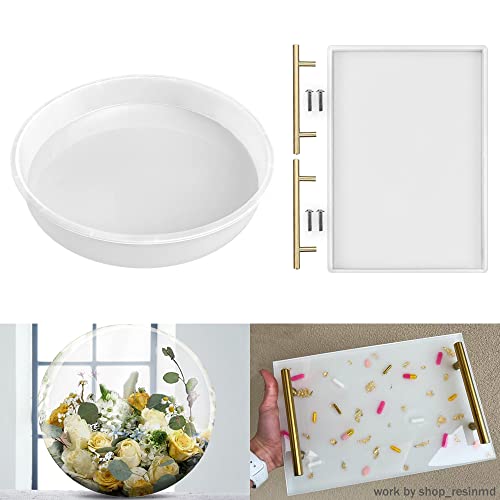 RESINWORLD Large Tray Mold with Handles + 14" Round x 2" Deep XL Large Tray Mold ResinWorld