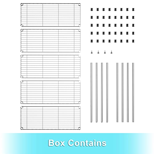 Auslar 5-Shelf Storage Shelves Heavy Duty 5 Tiers Standing Large Shelving Units Adjustable Metal Organizer Wire Rack, 14" x 36" x 72", Chrome Auslar