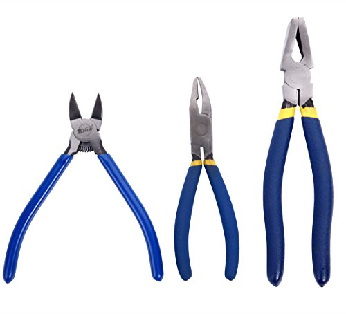 Professional 16 Pieces Mosaic tile and Stained Glass Start-up Tool Set with Carrying Case, Lead Came Kit for Beginner with Cutters, Pliers, Square, IMT