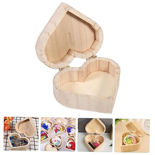 NOLITOY 3pcs Unfinished Treasure Chest Ring Chest Organizer Wooden Jewelry Holder Jewelry Organizer Tray Wooden Holder Wooden Case Heart Case Ring NOLITOY