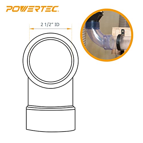 POWERTEC 70304 2-1/2” Dust Collection Fittings Network w/Reducer, Blast Gates, Pipes, 90-Degree Elbow Connector, Y-fittings, Mounting Brackets POWERTEC