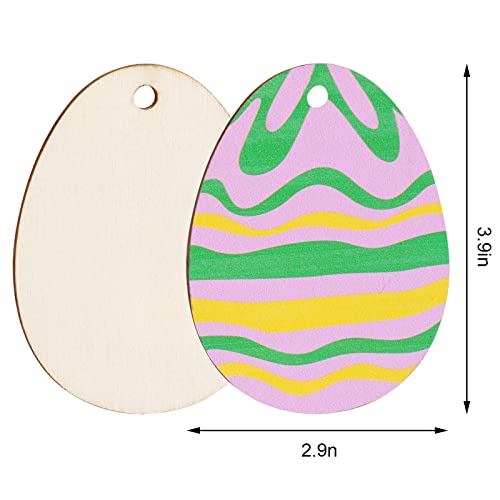 Yookat 50 Pieces Easter Egg Wooden Cutout Unfinished Wood Easter Egg Ornaments Egg Wood DIY Crafts Cutouts Easter Egg Unfinished Wood Slices for Yookat