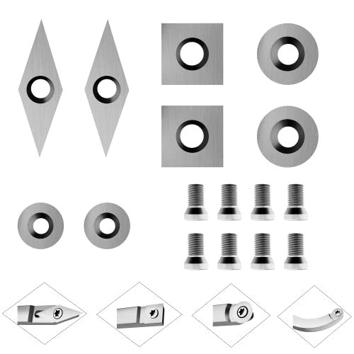 8Pcs Tungsten Carbide Cutters Inserts Set for Wood Lathe Turning Tools, WenCrew Universal Carbide Tip Tipped Cutter Tool Accessories(Included 11mm WenCrew