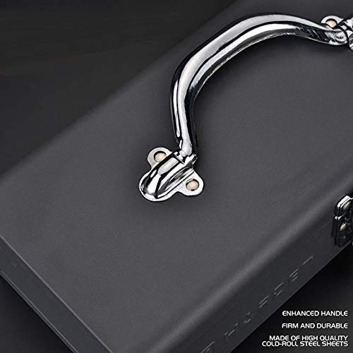 Edward Tools 17" Metal ToolBox - Heavy Duty Portable Tool Box with Organizer Tray and Handle - Solid Metal Locking Latches - Scratch Resistant Finish Edward Tools