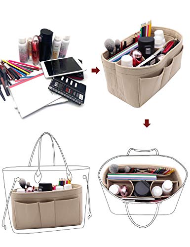 LEXSION Felt Insert Bag Organizer Bag In Bag For Handbag Purse Organizer Fits Speedy Neverful 8010 Beige M LEXSION