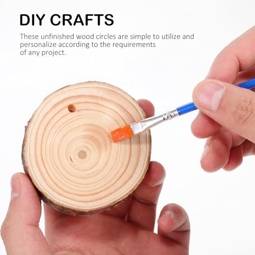 KALLORY 25pcs Natural Wood Slices 2-3 inch Thick Unfinished Wood kit Predrilled with Hole Rope Wooden Circles for Arts Wood Slices Christmas KALLORY