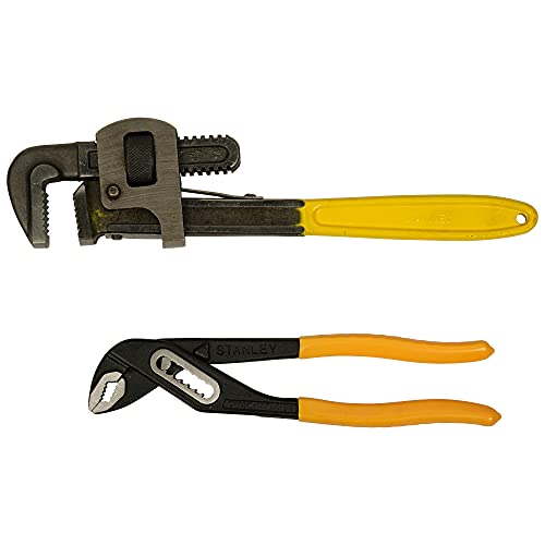 STANLEY PLUMBER-KIT All-in-One Kit for Home&DIY Use (8-Pieces) - Includes Pipe Wrench, Water Pump Plier, Ball Pein Hammer, Screwdriver, Chisel, Stanley