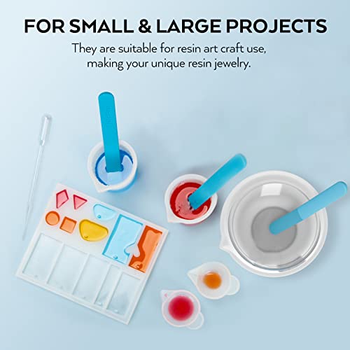 Large Silicone Resin Measuring Cups Tool Kit - Nicpro Reusable 600ml & 100ml Measure Cup, Silicone Stir Sticks Pipettes Finger Cots for Epoxy Resin Nicpro