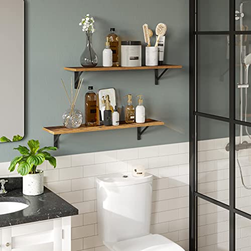 DINZI LVJ Long Wall Shelves, 31.5 Inch Wall Mounted Shelves Set of 2, Easy-to-Install, Wall Storage Ledges with Sturdy Metal Brackets for Living DINZI LVJ