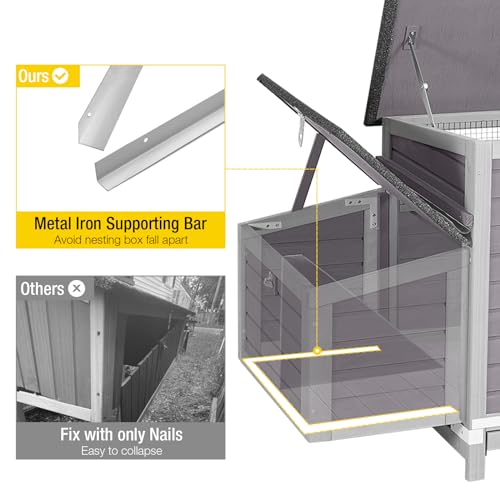 Aivituvin Chicken Coop Two Nesting Boxes Large Wooden Hen House Weatherproof Outdoor Rabbit Hutch Duck Cage Aivituvin