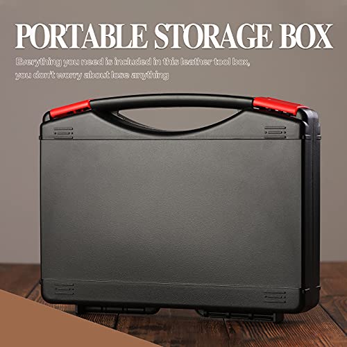 BAGERLA 50 Pieces Leather Working Tools and Supplies with Leather Tool Box Prong Punch Edge Beveler Wax Ropes Needles Perfect for Stitching Punching BAGERLA