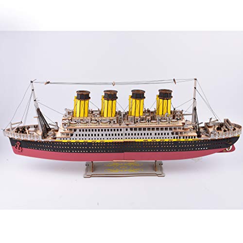 Bitopbi Large Size Titanic Model 3D Wooden Puzzles Cruise Ship English Version Collectible Building DIY Assembly Constructor Kit Collection Gift for Bitopbi