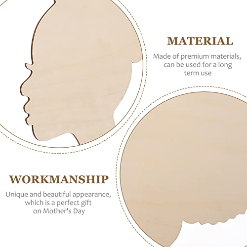 SEWACC Mother's Day Wood Chips Unfinished Wood Chip Wooden Ornaments Unfinished Wood Cutout Mother Gifts African Women Wood Cutout Mom Girl Gift DIY SEWACC