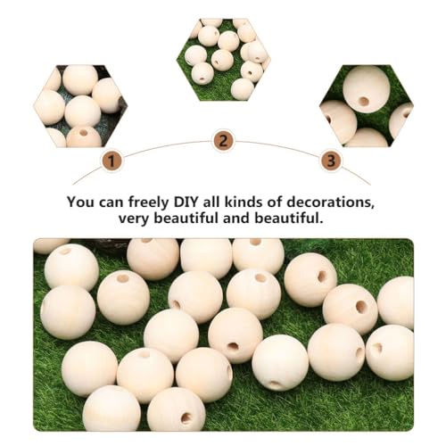 Tofficu 50 Pcs 16MM Wood Beads, Wooden Beads for Crafts Unfinished Wood Beads Bulk Wooden Beads for DIY Craft Painting Carving Tofficu