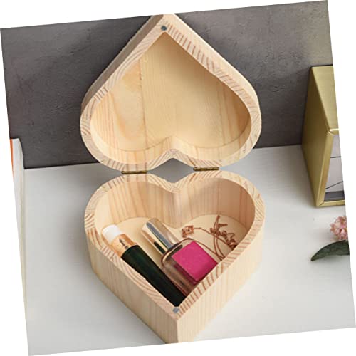 NOLITOY 3pcs Unfinished Treasure Chest Ring Chest Organizer Wooden Jewelry Holder Jewelry Organizer Tray Wooden Holder Wooden Case Heart Case Ring NOLITOY
