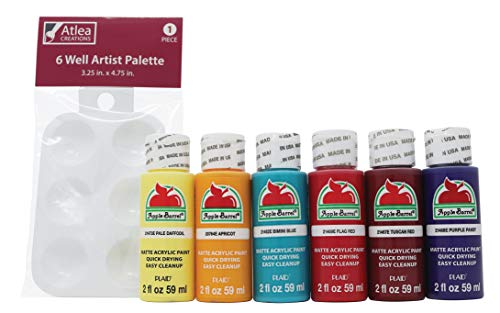 Apple Barrel"Sunset Colors" Acrylic Paint (2-Ounce Bottles) & Atlea Creations Artist Paint Palette Set Atlea Creations