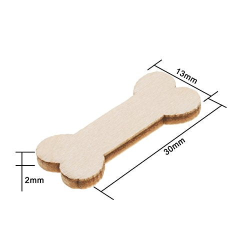 Cosmos Pack of 100 Unfinished Wood Dog Bone Cutouts Wood Craft for DIY Project Decoration and Painting Cosmos