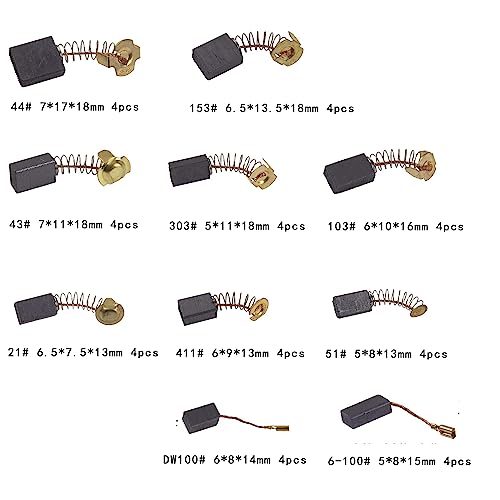 RICHERI 40Pcs Electric Motor Carbon Brushes 10 Different Sizes for Replacement Repair Power Tool Part RICHERI