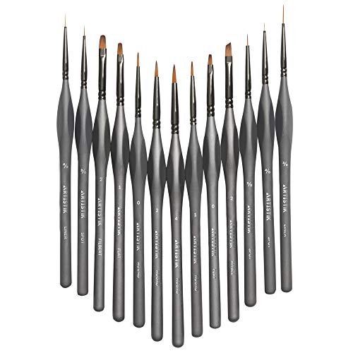 Miniature Painting Kit - (Set of 13) Fine Micro Detail Paint Brushes, Miniature Paint Brushes for Models, Face, Nail Art, Fantasy, Acrylic, ARTISTIK