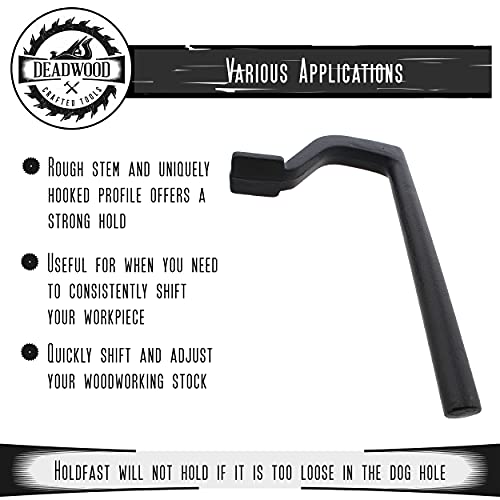 DCT Bench Holdfast Woodworking Tools – 8in Bench Holdfast Clamps Woodworking Bench Holddown Clamps, 2 Pack Deadwood Crafted Tools