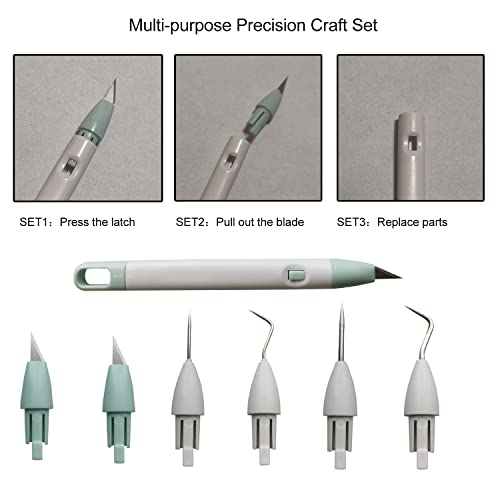 Corey-z Craft Vinyl Weeding Tools Set Precision Carving Hobby Knife Pen Coming With Additional Blades and Weeder Removal Tool for Cricut Basic corey-z