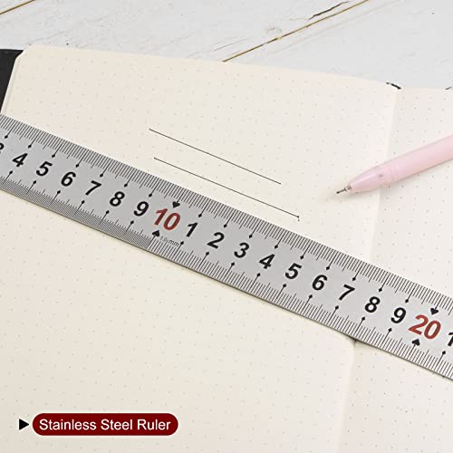 HARFINGTON 2pcs Stainless Steel Ruler 6-inch/15cm Metal Rulers 0.75" Wide, Inch and Metric Graduation Straight Edge Measuring Tool HARFINGTON