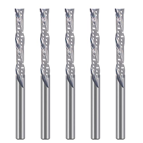 Hozly Downcut Bit 1/8" Shank Down Cut Spiral CNC Router Bits End Mill Tungsten Carbide Milling Cutter Set 5 Pack HOZLY