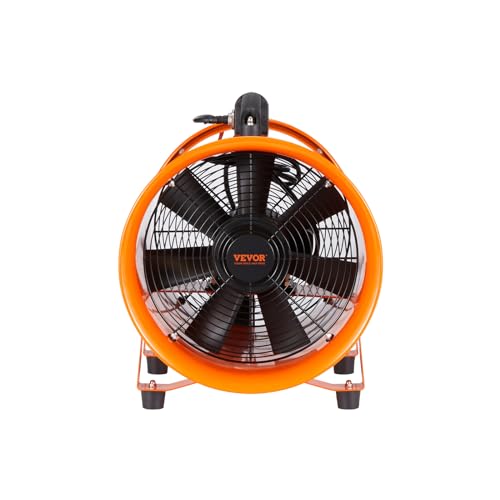 VEVOR Portable Utility Blower Fan, 8 Inch 195W 1070 CFM Heavy Duty Cylinder Axial Exhaust Fan with 33ft Duct Hose, Industrial Ventilator for VEVOR