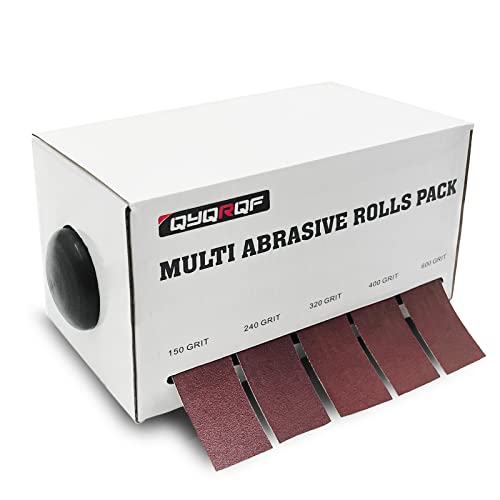 QYQRQF Emery Cloth Roll, 5 Grits Abrasive Sandpaper Rolls Assorted Sand Paper with Dispenser for Woodworking Automotive Metal Polishing, 150 240 320 QYQRQF