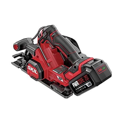 SKIL PWR CORE 20™ Brushless 20V 7-1/4 In. 5300 RPM, Circular Saw Kit Includes 4.0Ah Lithium Battery and Quick Charger- CR5440B-10 Skil