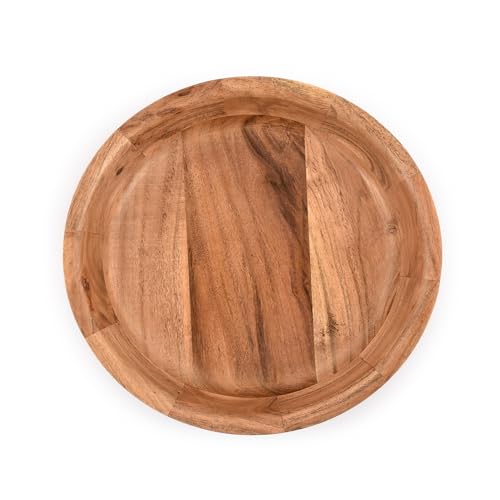 Kaizen Casa Wooden Round Shaped Serving Bowl For Fruit,Dessert Platter Tray Dish Kitchen Dining Fruit,Dessert,Snack Kaizen Casa