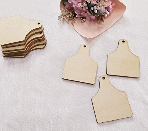 30PCS Cow Tag Natural Wood Earrings Blanks,Wood Jewelry Accessories, DIY Unfinished Wood Shapes (2.0") ACFENG