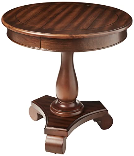 Roundhill Furniture Rene Round Wood Pedestal Side Table, 26"D x 26"W x 26.5"H, Espresso Roundhill Furniture