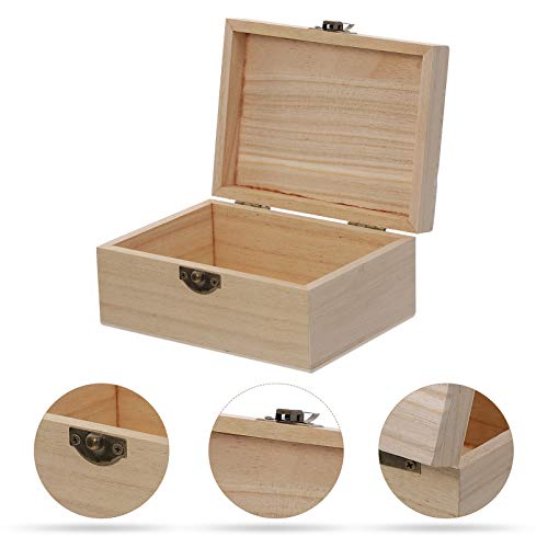 6pcs Boxes wooden box with lock unfinished wooden jewelry case wood watch display Unfinished Treasure Chest ring case display paint container Kisangel