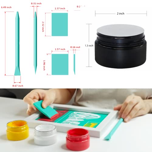 JAJADO 8 Jars Chalk Paste Paint for Stencils with 8 Pcs Mini Craft Squeegees, Chalk Paste Stencil Paint Adhesive Silk Screen Transfers for Crafts JAJADO