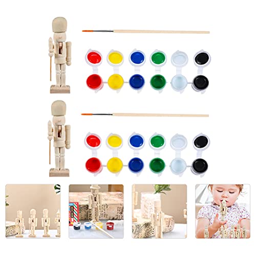 2Sets Christmas Nutcracker unpainted Nutcracker Unfinished Wood Nutcracker Christmas Table Decorations Tall Nutcracker Decorations Xmas Gift Indoor ifundom