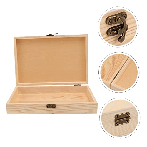 NOLITOY 2 Pcs Storage Box Unfinished Wood Storage Storage Case Locking Chest Wood Tray Jewelry Organizer Case Wood Storage Case Iron With Lock Case NOLITOY