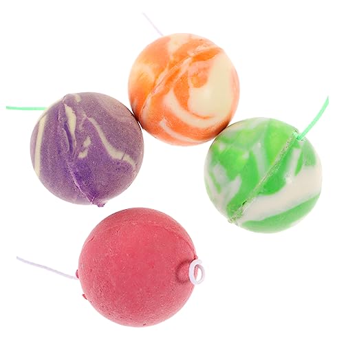 Hohopeti 6pcs White Billet Wooden Racket Paddle Balls with String Unfinished Fraternity Paddle DIY Craft Hohopeti