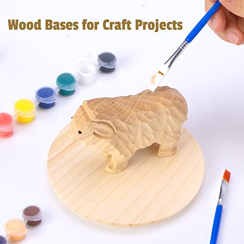 Pllieay 2Pcs 5 Inch Round Wooden Plaque Natural Pine Wood Base Unfinished Circle Plaque for Craft Projects and DIY Home Decoration Pllieay